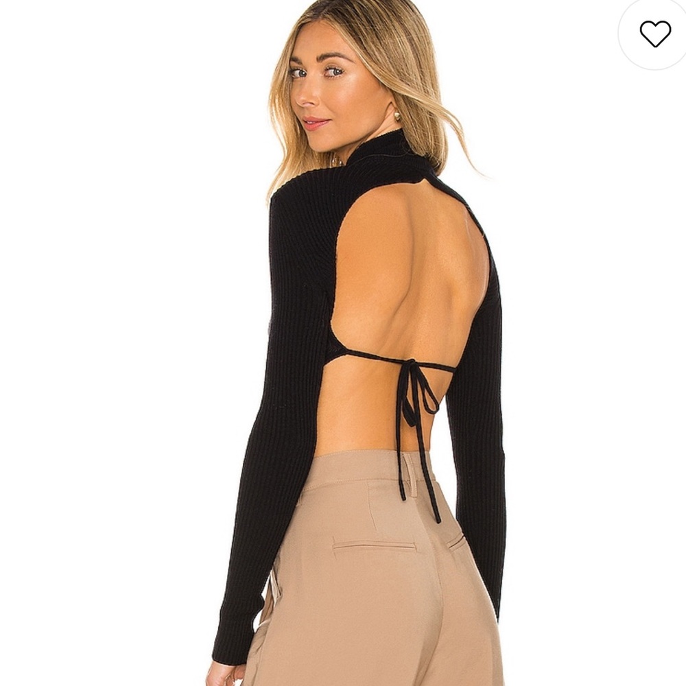 Camila Coelho Crop open back mock neck sweater